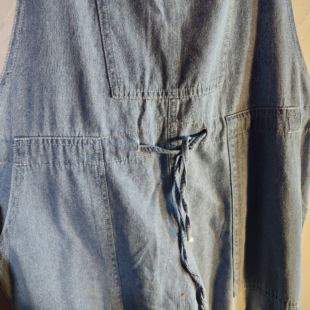 Blue Denim Overalls Lightweight Tie Waist No Tags Adjustable Straps - Picture 5 of 10